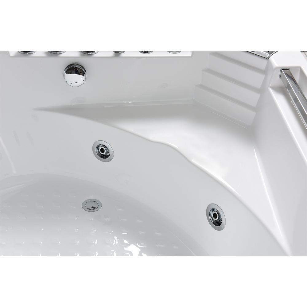 Daisy 53 in. Acrylic Drain Center Corner Alcove Whirlpool Bathtub in White - Super Arbor