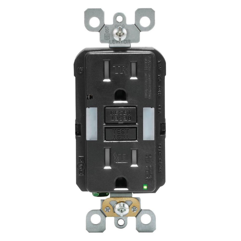 15 Amp Self-Test SmartlockPro Combo Duplex Guide Light and Tamper Resistant GFCI Outlet, White - Super Arbor