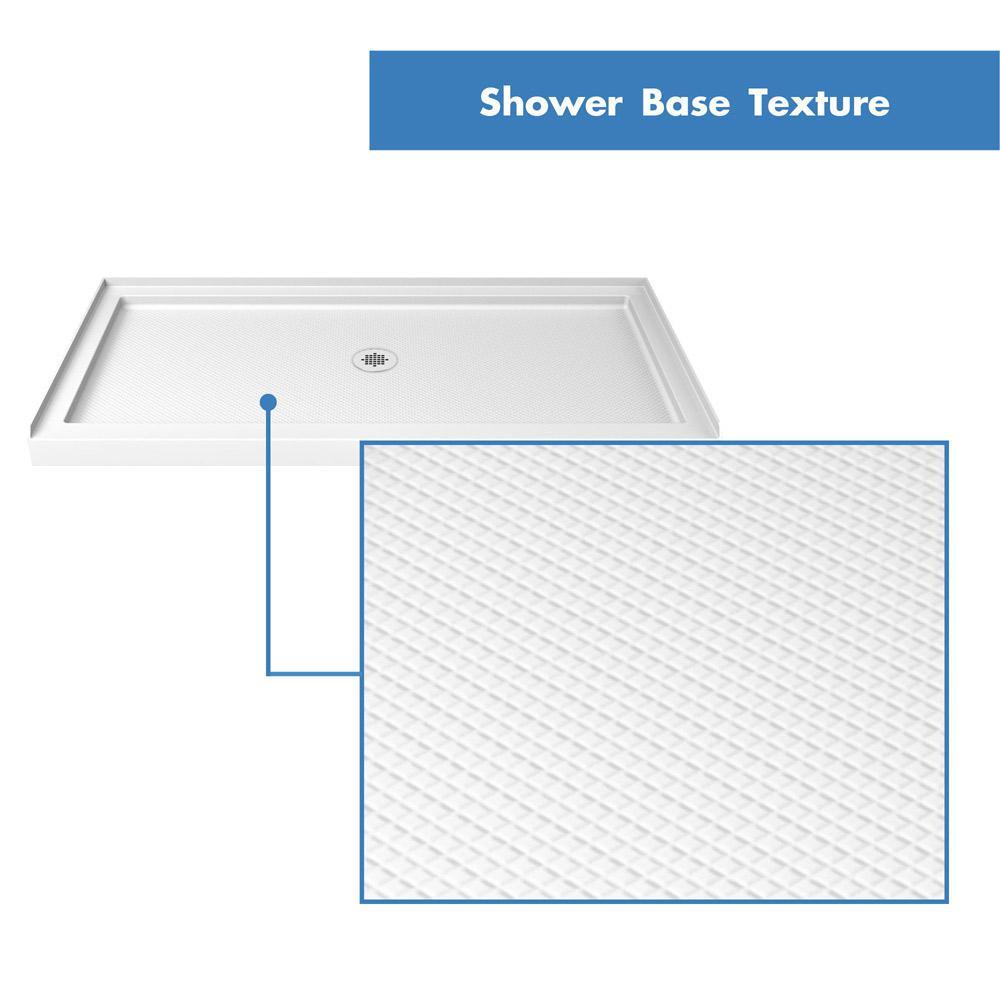 Infinity-Z 36 in. x 48 in. Semi-Frameless Sliding Shower Door in Brushed Nickel with Center Drain Base and BackWalls - Super Arbor