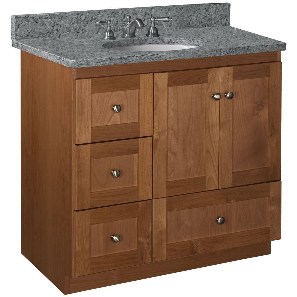 Shaker 30 in. W x 21 in. D x 34.5 in. H Vanity with Left Drawers Cabinet Only in Satin White - Super Arbor