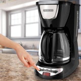 12-Cup Programmable Black Drip Coffee Maker with Glass Carafe, Built-In Timer and Automatic Shut-Off