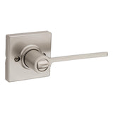 Ladera Satin Nickel Bed and Bath Door Lever with Square Trim Featuring Microban Antimicrobial Technology - Super Arbor