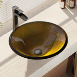 Glass Vessel Sink in Crystal with R9-7007 Faucet and Pop-Up Drain in Chrome - Super Arbor