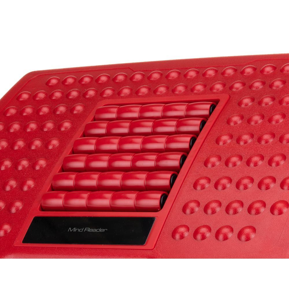 Red Plastic Adjustable Height Ergonomic Foot Rest with Massage Rollers - Super Arbor