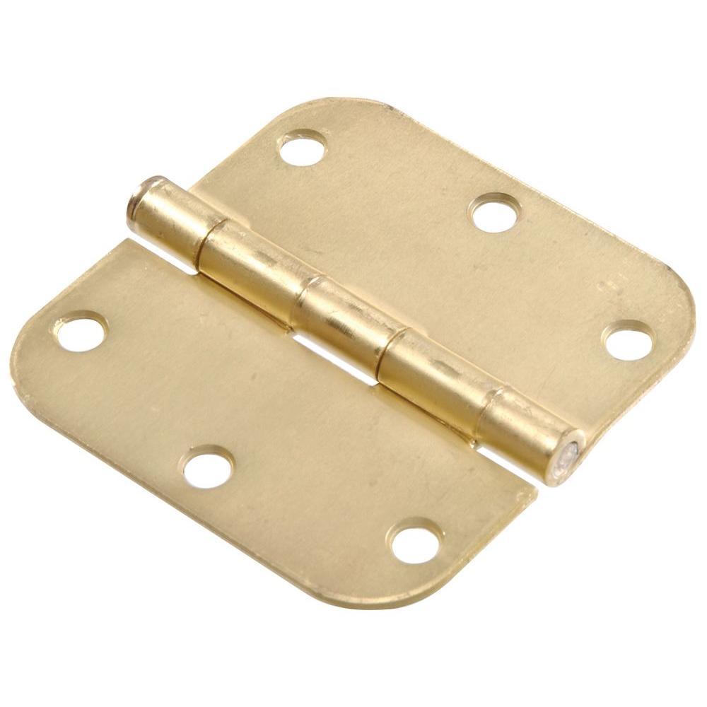 3-1/2 in. Antique Brass Residential Door Hinge with 5/8 in. Round Corner Removable Pin Full Mortise (9-Pack) - Super Arbor