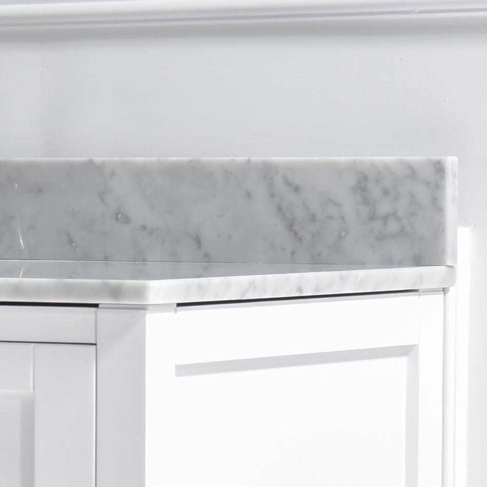 Harlow 61 in. W x 22 in. D Single Basin Carrara Marble Vanity Top in Carrara White with White Vitreous China Basin - Super Arbor