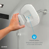 7.3 in. 1-Spray Bluetooth Wall Mounted Shower Head with Detachable Rechargeable Wireless Speaker in Polished Chrome - Super Arbor