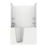Rampart Nova Heated 5 ft. Walk-in Whirlpool Bathtub with Flat Easy Up Adhesive Wall Surround in White - Super Arbor