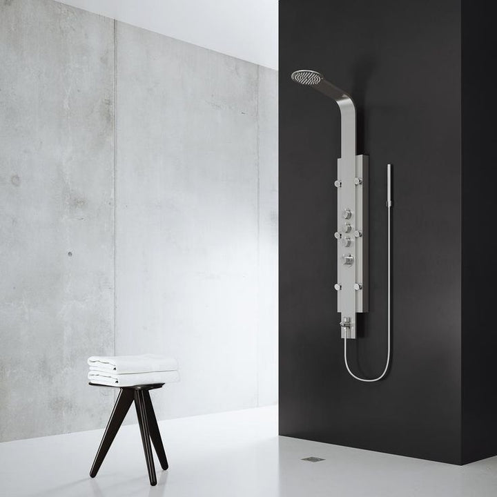 Mateo 59.5 in. 6-Jet High Pressure Shower Panel System with Rainhead Fixed Handheld Dual Shower in Stainless Steel