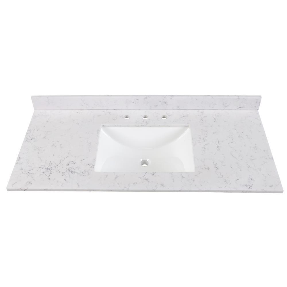 37 in. W x 22 in. D Stone Effects Vanity Top in Cold Fusion with White Sink - Super Arbor