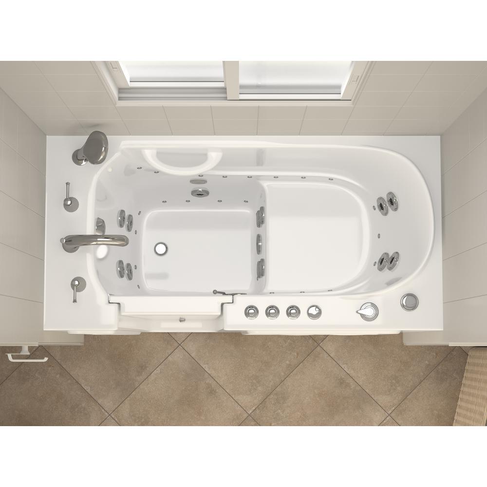HD Series 53 in. Left Drain Quick Fill Walk-In Whirlpool and Air Bath Tub with Powered Fast Drain in White - Super Arbor