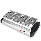 Single Burner 8.5 in. Stainless Steel Electric Food Warming Tray Buffet Server Hot Plate (4-Plate Tray Style)