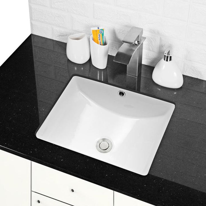 Boyel Living 18 in. x 14 in. Vessel Sink Rectangle Undermount Bathroom Sink White