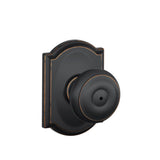 Georgian Matte Black Privacy Bed/Bath Door Knob with Camelot Trim - Super Arbor