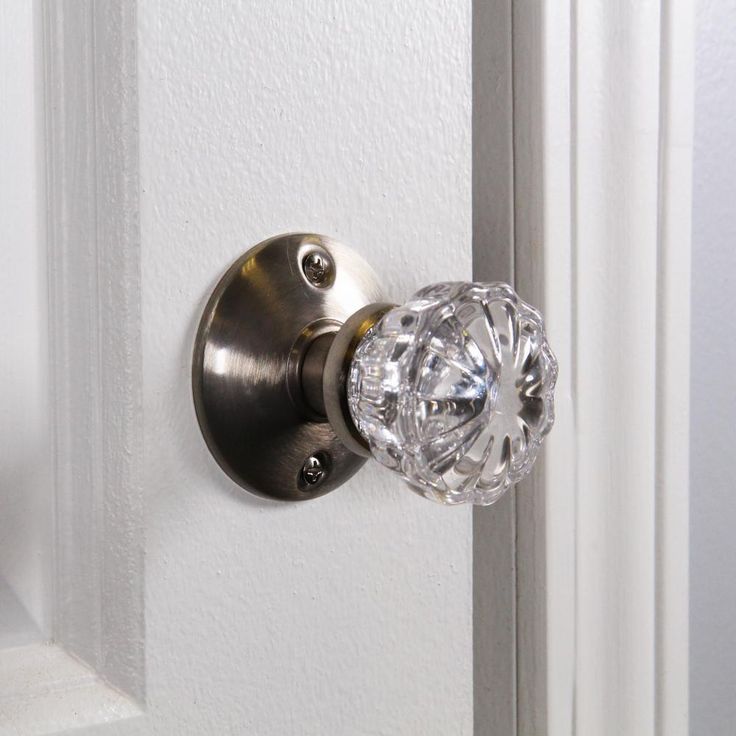 2 in. Satin Nickel Victorian Glass Knob Passage Set