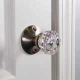 2 in. Satin Nickel Victorian Glass Knob Passage Set