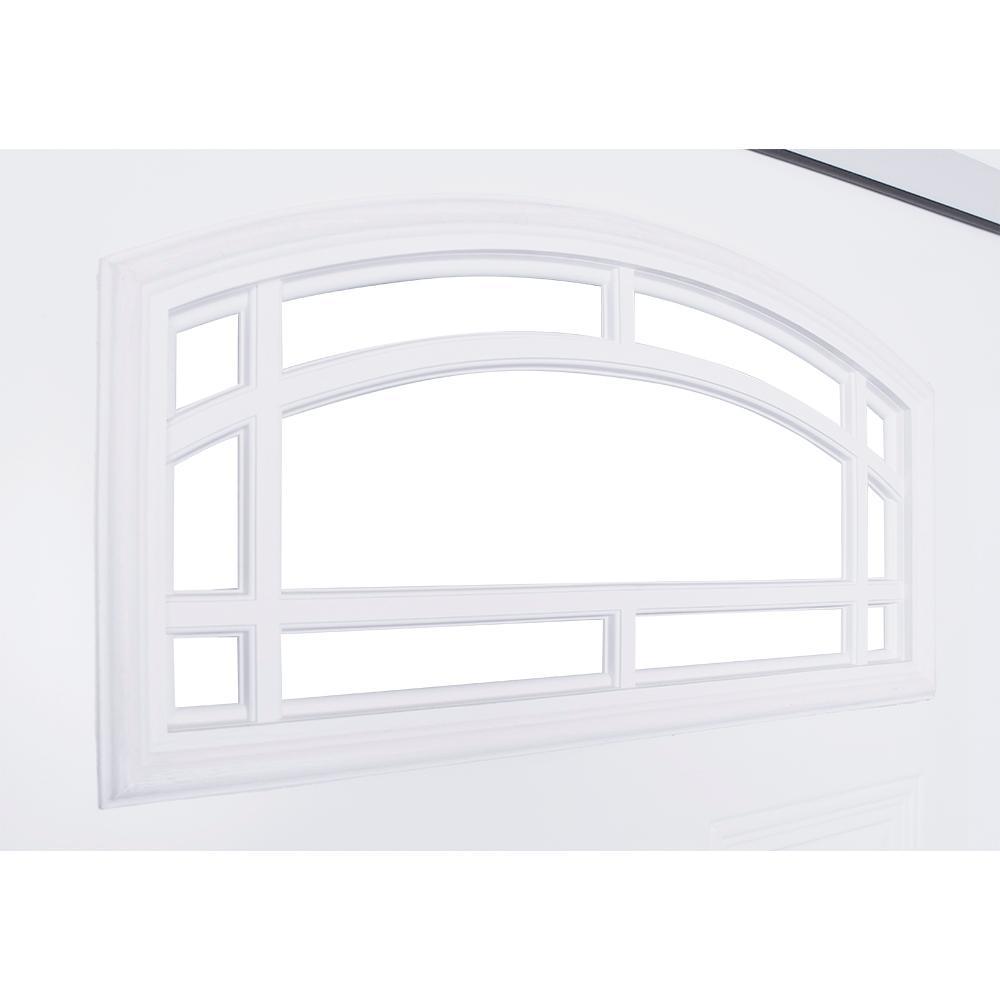68 in. x 80 in. Camber Top White Left-Hand 14 in. 3-Lite Sidelites Primed Steel Prehung Front Door with 4-9/16 in. Frame - Super Arbor