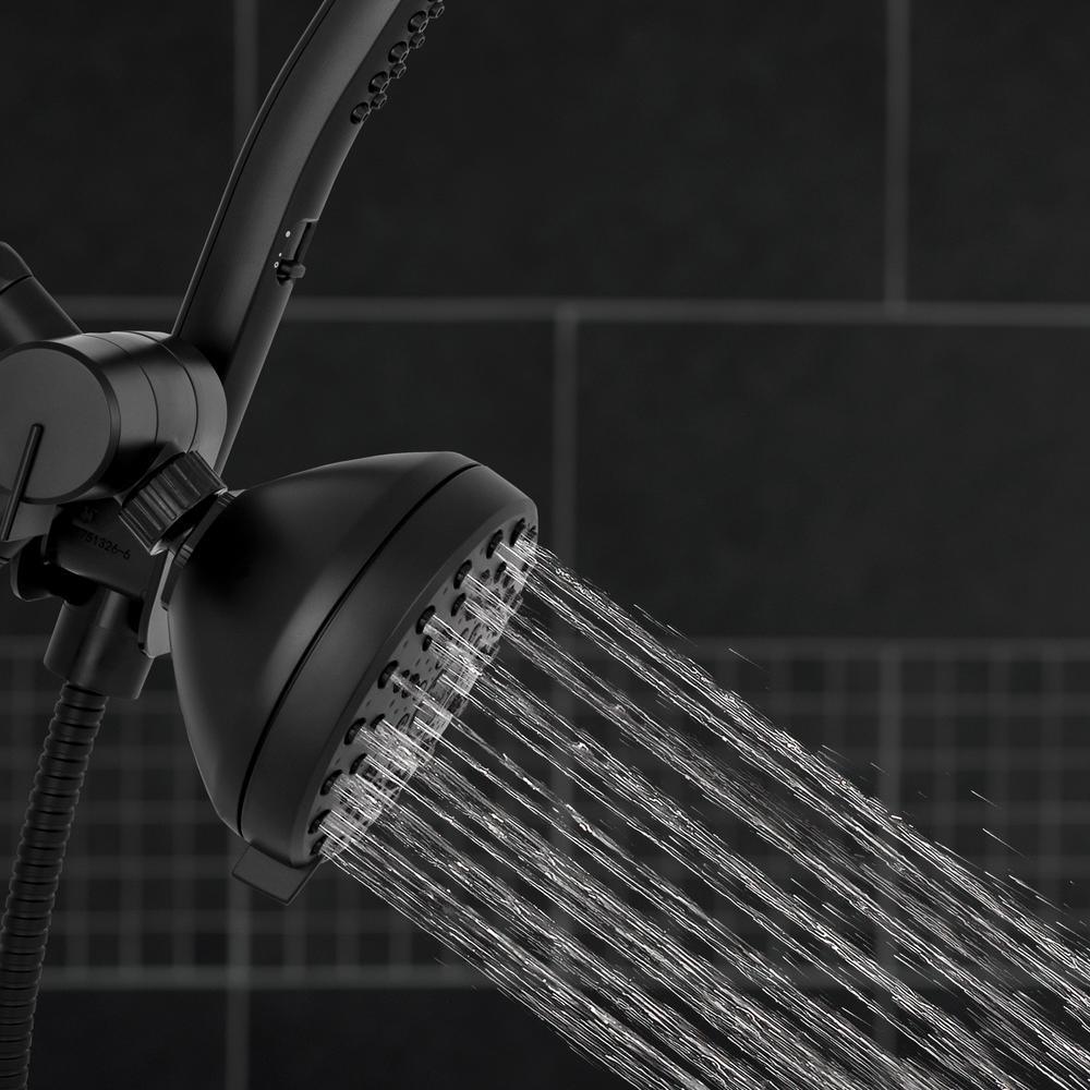 12-Spray High Pressure 1.8 GPM 5 in. Wall Mount Dual Shower Head and Handheld Shower Head in Matte Black - Super Arbor
