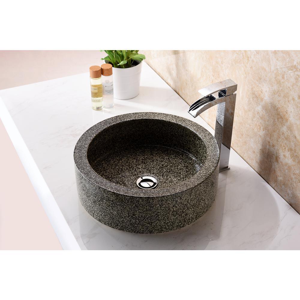 Black Iro Vessel Sink in Speckled Stone - Super Arbor
