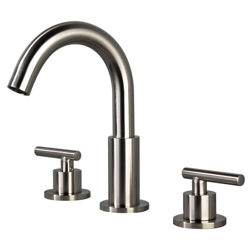 8 in. Widespread 2-Handle Mid-Arc Bathroom Faucet with Valve and cUPC Water Supply Lines in Brushed Gold - Super Arbor