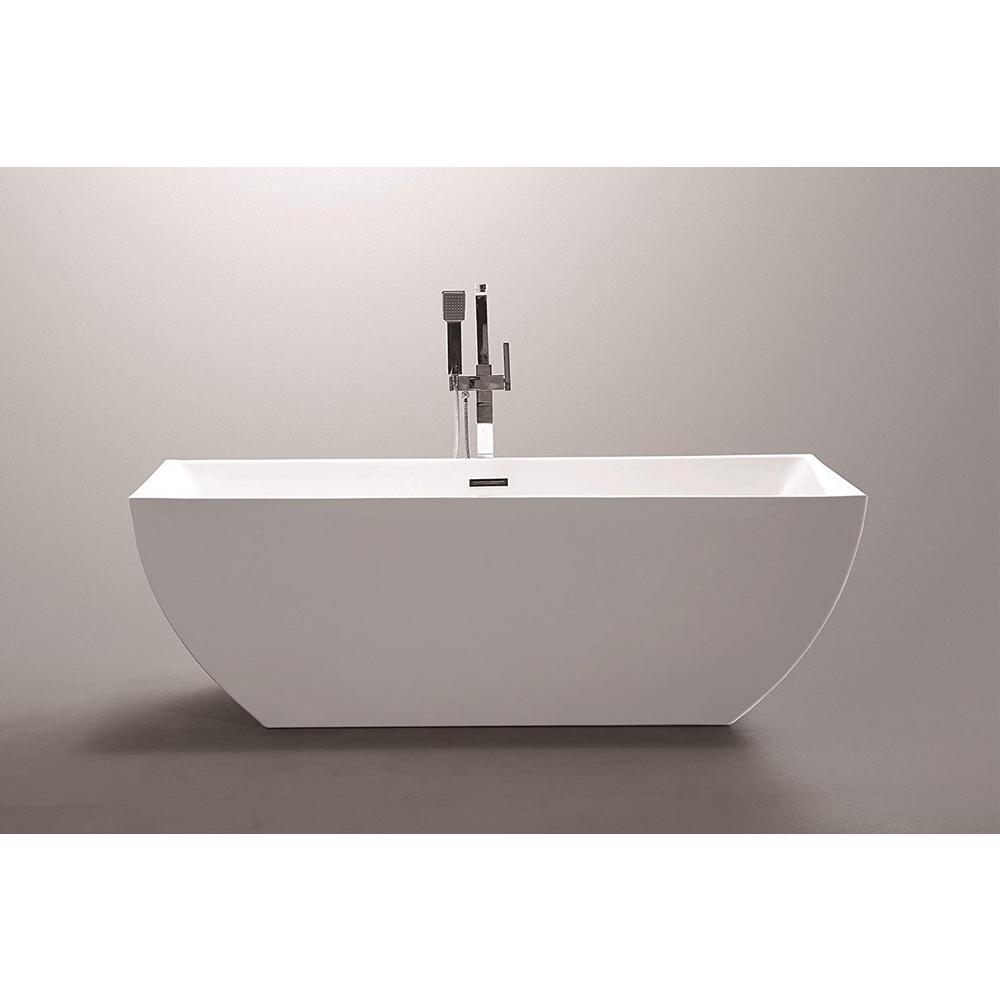 Montpellier 59 in. Acrylic Flatbottom Freestanding Bathtub in White - Super Arbor