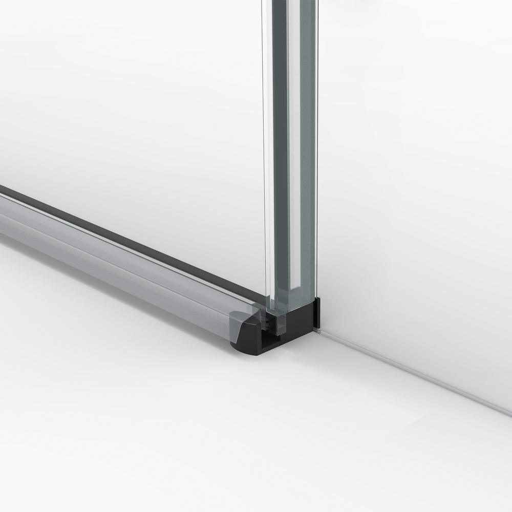 60 in. W x 59 in. H Sliding Frameless Bathtub Door in Matte Black with Clear Glass and Handle - Super Arbor