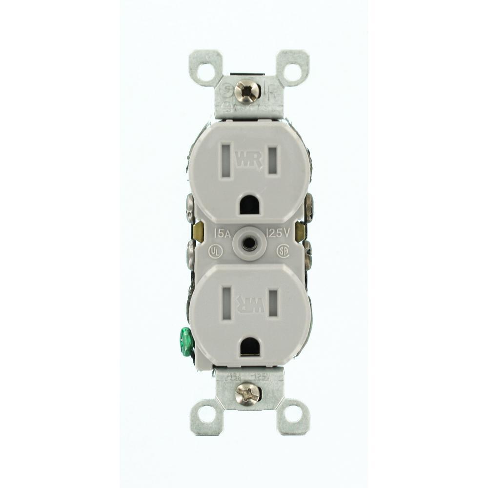 15 Amp Weather and Tamper Resistant Duplex Outlet, White - Super Arbor