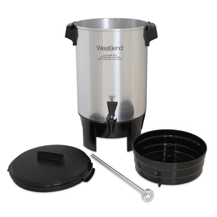 30-Cup Silver Commercial Aluminum Coffee Urn Features Automatic Temperature Control with Quick Brewing