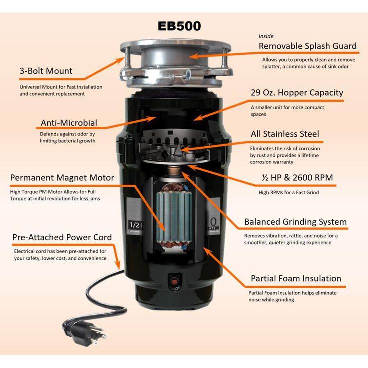 Everbilt 1/2 HP Standard Continuous Feed Garbage Disposal with Stainless Steel Sink Flange and Attached Power Cord