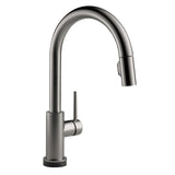 Trinsic Single-Handle Pull-Down Sprayer Kitchen Faucet with Touch2O Technology in Matte Black - Super Arbor