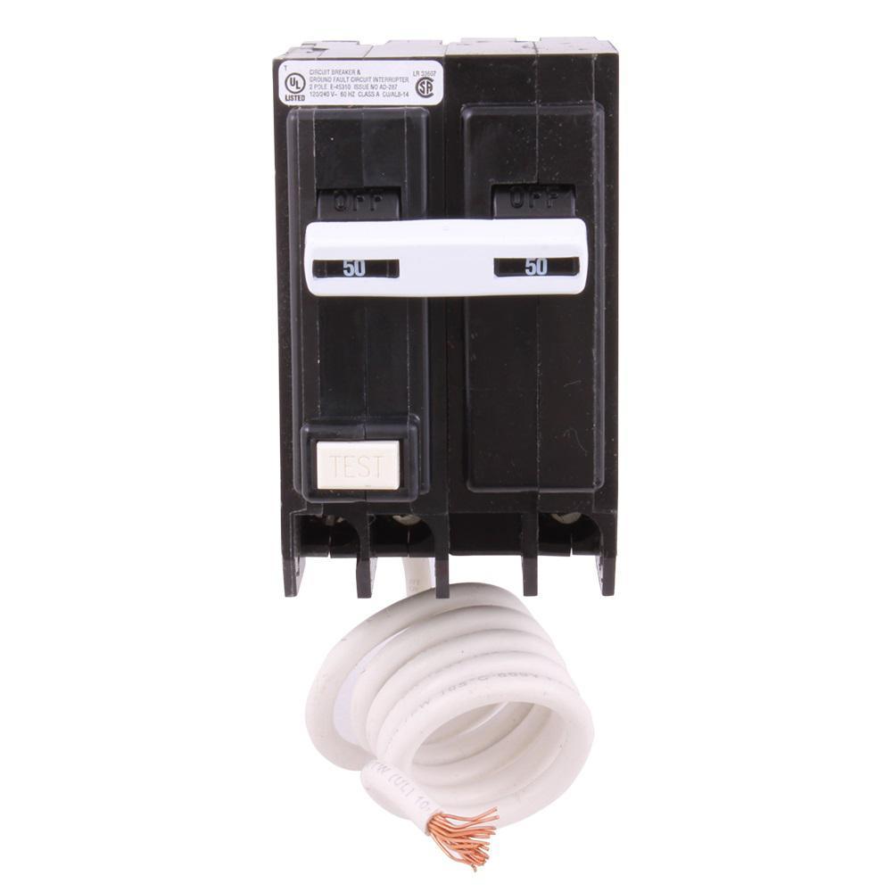 50 Amp Double Pole Ground Fault Breaker with Self-Test - Super Arbor