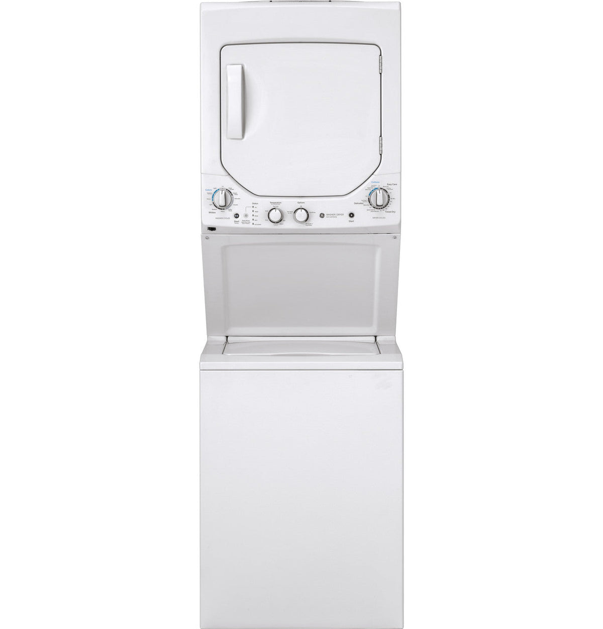 GE White Laundry Center with 2.3 cu. ft. Washer and 4.4 cu. ft. 240-Volt Vented Electric Dryer, GUD24ESSMWW