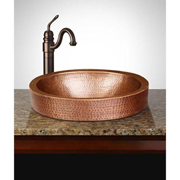 Monarch Abode 17 in. Hand Hammered Skirted Vessel Bathroom Sink in Pure Copper