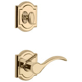 Prestige Avendale Single Cylinder Lifetime Polished Brass Door Handleset & Arch Rose Tobin Door Lever feat SmartKey - Super Arbor