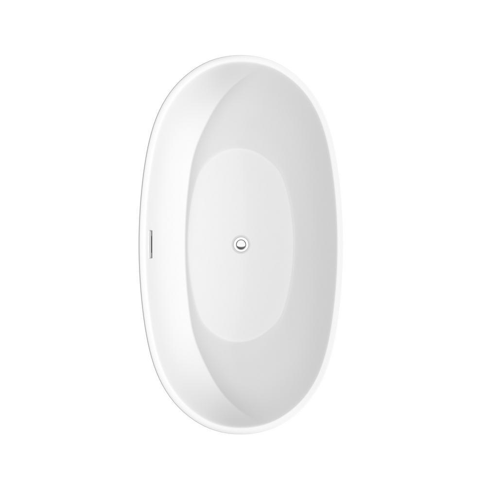 Juno 59 in. Acrylic Flatbottom Bathtub in Matte White with Polished Chrome Trim - Super Arbor