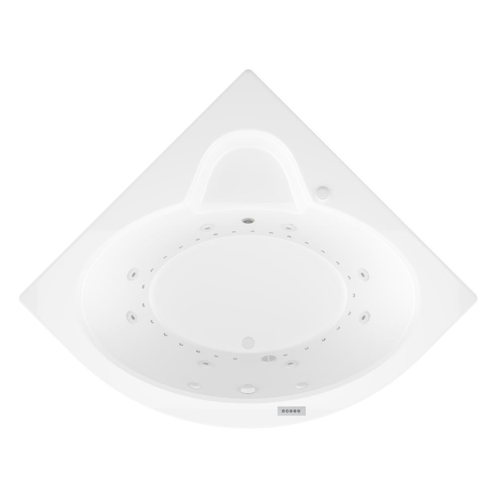 Jasper Diamond 5 ft. Acrylic Corner Drop-in Air and Whirlpool Bathtub in White - Super Arbor