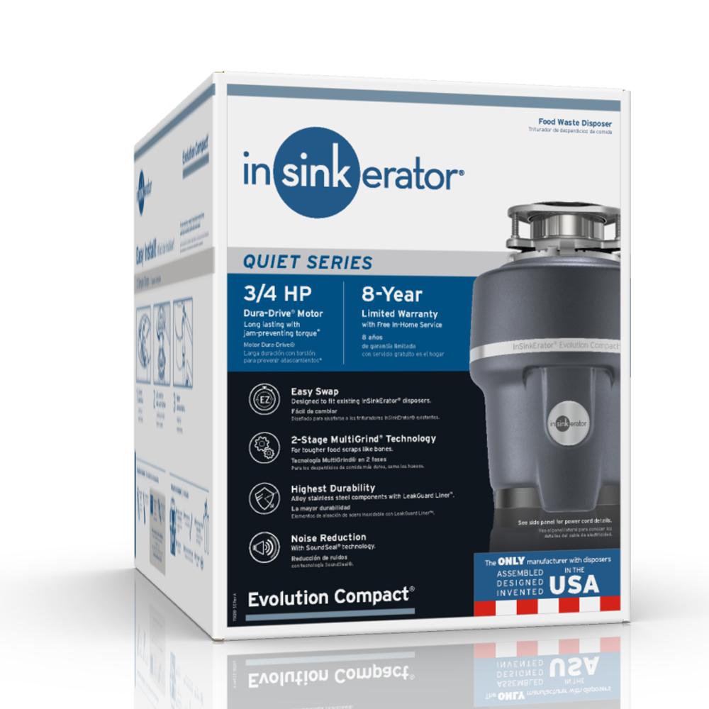InSinkErator Evolution Compact 3/4 HP Continuous Feed Garbage Disposal with Power Cord - Super Arbor