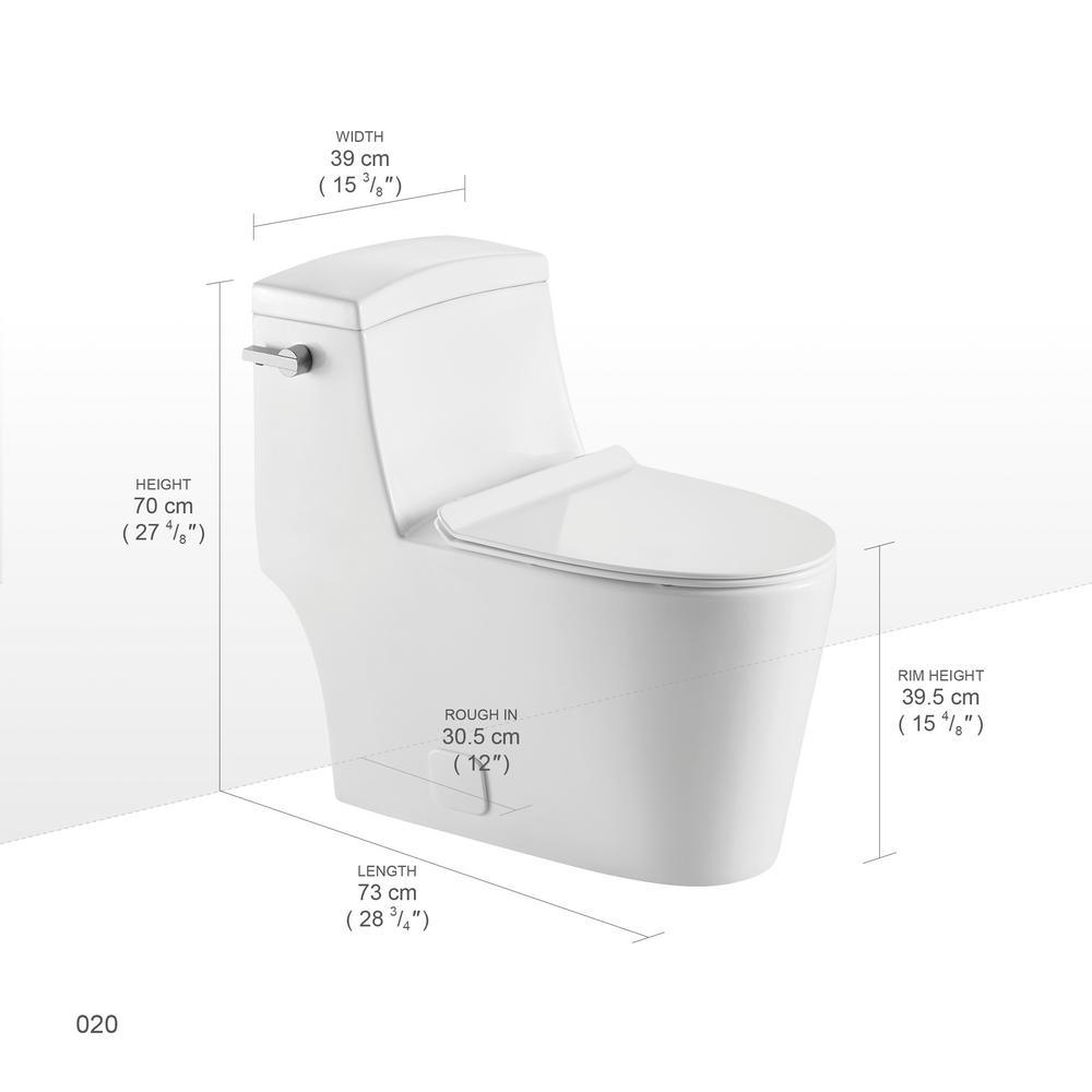 1-Piece 1.28 GPF High Efficiency Single-Flush Elongated Skirted Toilet All-in-One Toilet in White Seat Included - Super Arbor