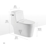 1-Piece 1.28 GPF High Efficiency Single-Flush Elongated Skirted Toilet All-in-One Toilet in White Seat Included - Super Arbor