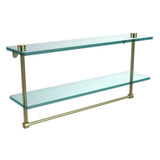 22 in. L  x 12 in. H  x 5 in. W 2-Tier Clear Glass Bathroom Shelf with Towel Bar in Oil Rubbed Bronze - Super Arbor