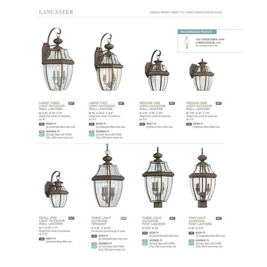 Lancaster 3-Light Outdoor Antique Bronze Post Top