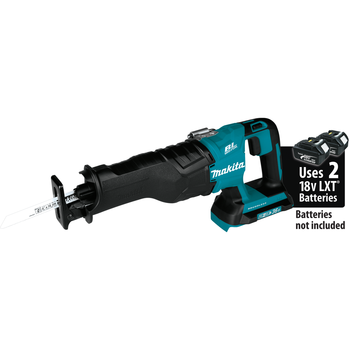 Makita 18V X2 LXT (36V) Brushless Cordless Reciprocating Saw Kit, 5.0Ah, with Two 5.0Ah Batteries and Charger