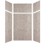 Expressions 48 in. x 48 in. x 96 in. 4-Piece Easy Up Adhesive Alcove Shower Wall Surround in Bianca - Super Arbor
