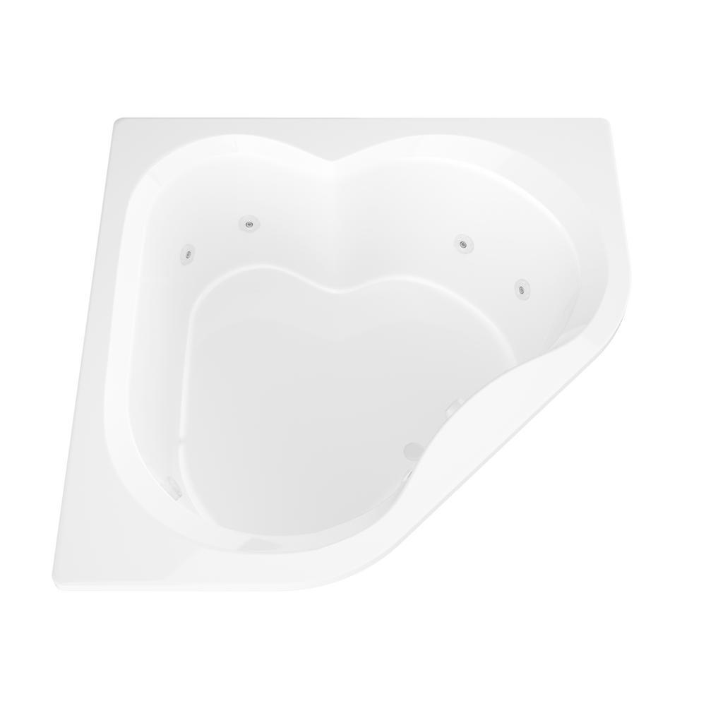 Beryl 5 ft. Acrylic Corner Drop-in Whirlpool Bathtub in White - Super Arbor