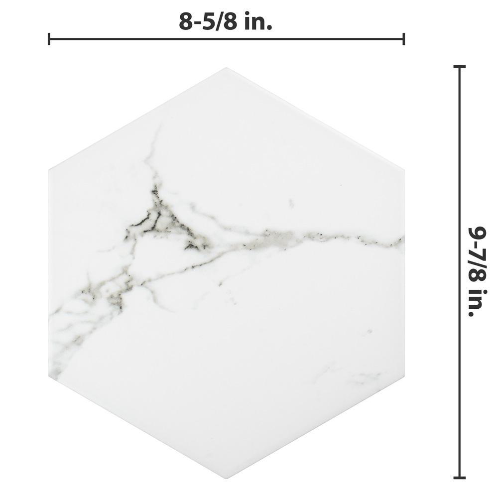 Timeless Calacatta Hex 8-5/8 in. x 9-7/8 in. Porcelain Floor and Wall Tile (11.56 sq. ft. / case) - Super Arbor