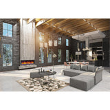 52 in. Cascade Flush-Mount LED Electric Fireplace in Black - Super Arbor