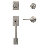 Schlage Custom Century Matte Black Single Cylinder Handleset with Eller Lever and Kinsley Trim