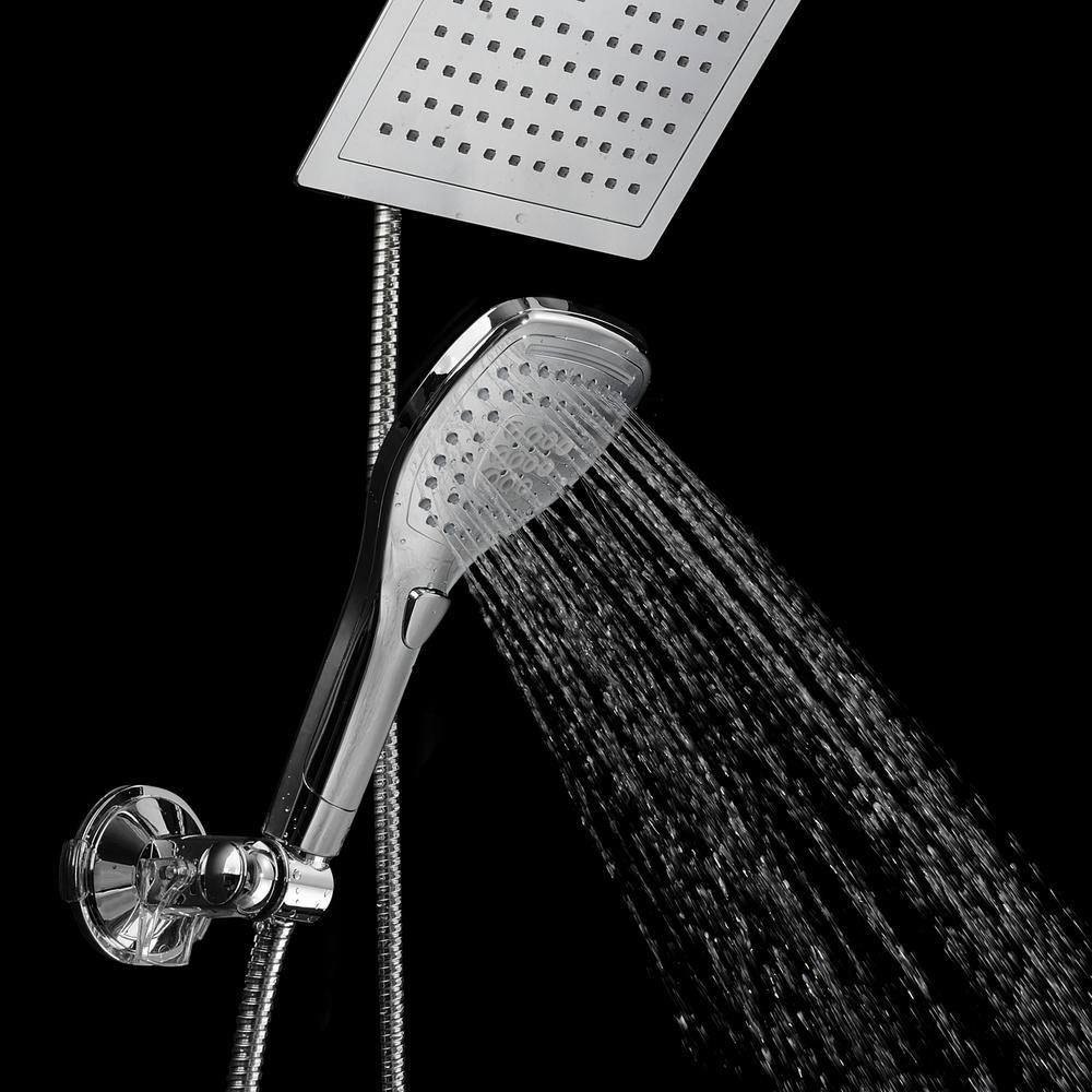 5-spray 9 in. Dual Shower Head and Handheld Shower Head with Waterfall in Chrome - Super Arbor