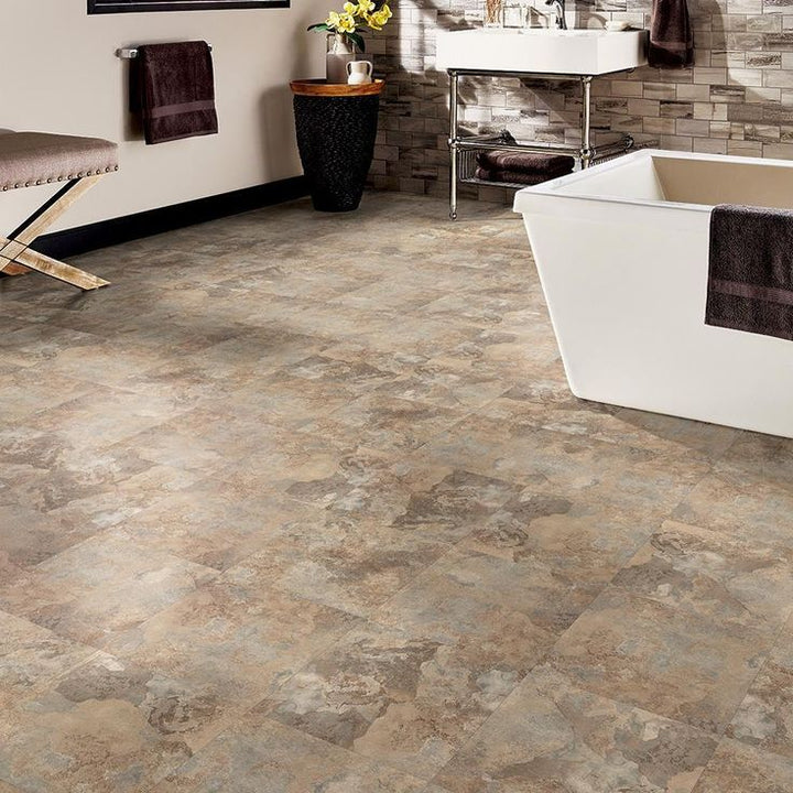 TrafficMaster Beige Slate 12 in. Width x 12 in. Length x 0.080 in. Thick Peel and Stick Vinyl Tile (30 sq. ft. / case)