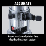 6.5 Amp 1-1/4 HP Corded Fixed Base Variable Speed Compact Router with Quick-Release - Super Arbor
